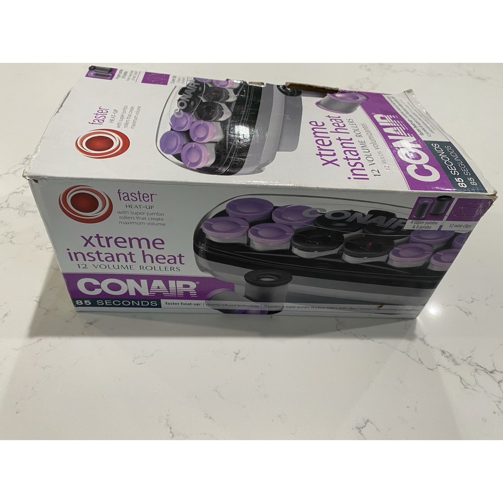 Conair Xtreme Instant Heat 12 Jumbo Rollers Set Open Box Tested Working
